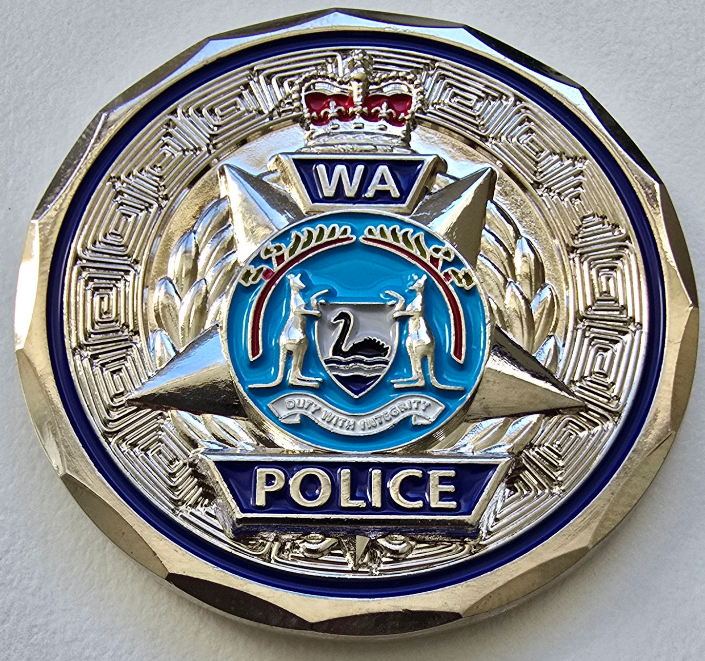 St Michael Patron Saint of Law Enforcement Challenge Coin - Silver