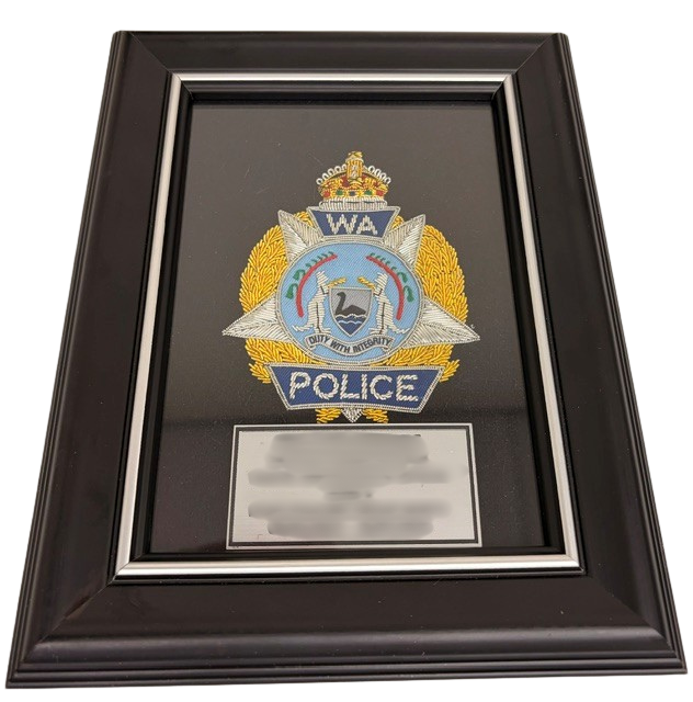 A5 Black framed Embroidered Plaque
