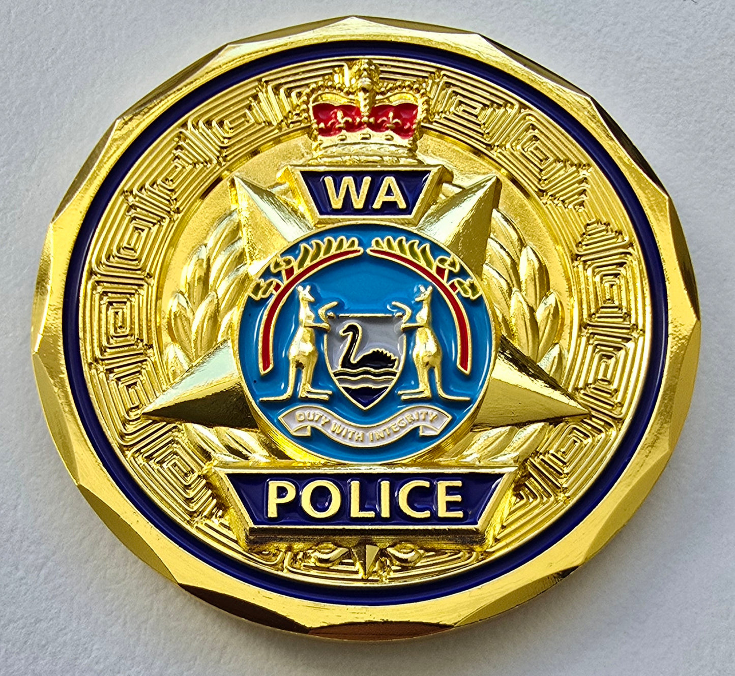 St Michael Patron Saint of Law Enforcement Challenge Coin - Gold